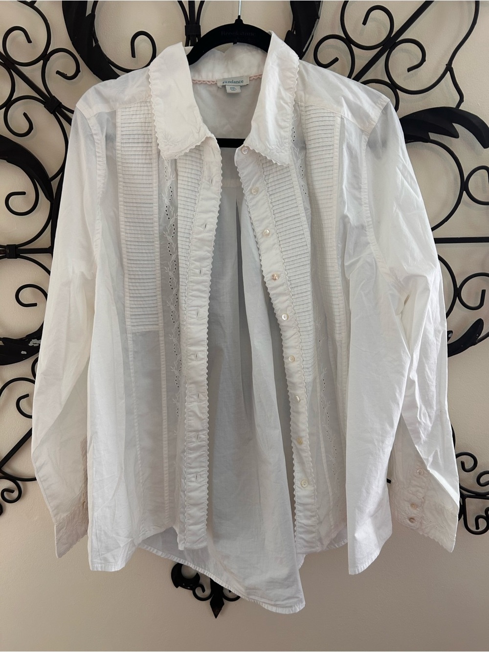 Sundance White Ruffled Button-Down Shirt